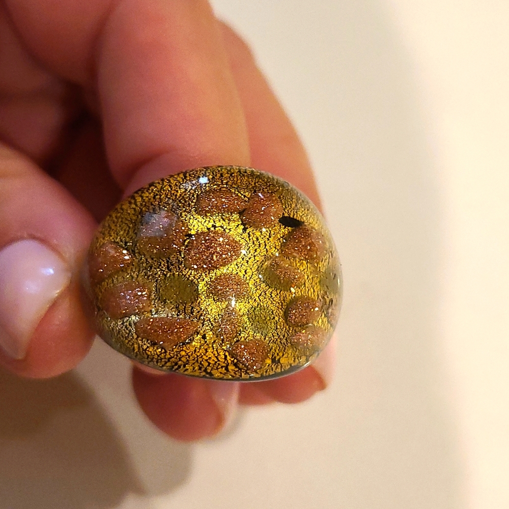 Bohemian glass Ring Italy sz 6.25-6.5